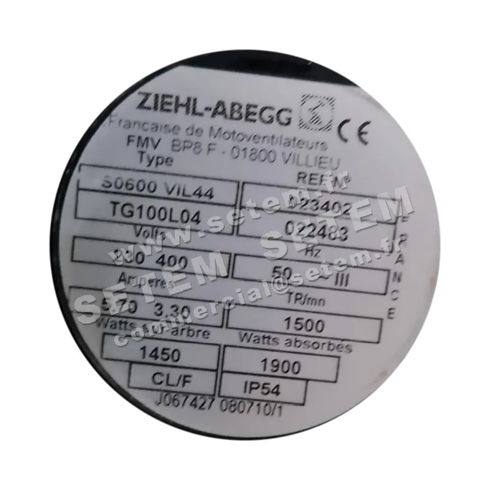 9903000256-VENTILATEUR ZIEHLABEGG S0600VIL44 TG100L04 *234025*