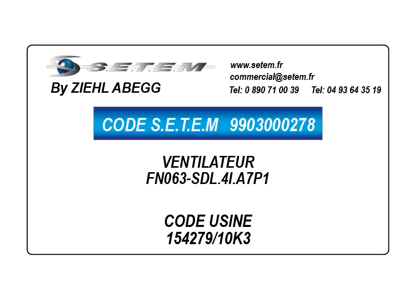 9903000278-VENTILATEUR ZIEHL ABEGG FN063-SDL.4I.A7P1 *154279/10K3*