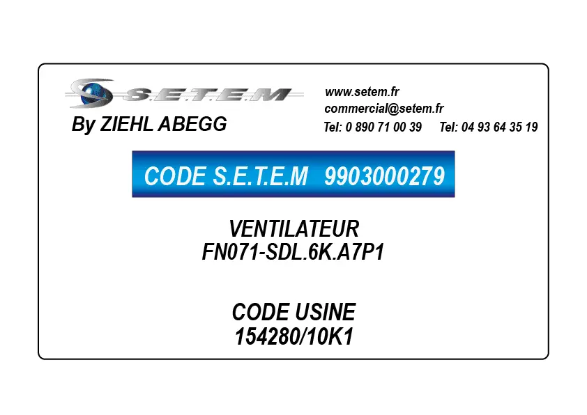 9903000279-VENTILATEUR ZIEHL ABEGG FN071-SDL.6K.A7P1 *154280/10K1*