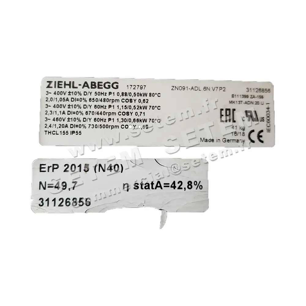 9903000350-VENTILATEUR ZIEHLABEGG ZN091.ADL.6N.V7P2 *172797*