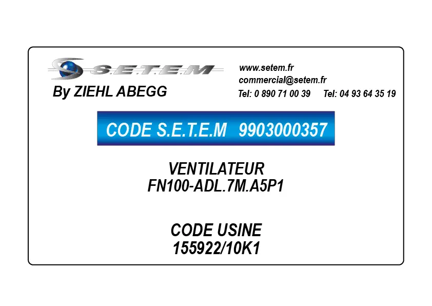 9903000357-VENTILATEUR ZIEHL ABEGG FN100-ADL.7M.A5P1 *155922/10K1*