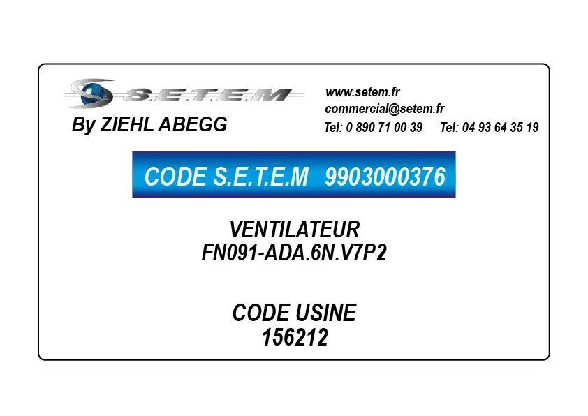 9903000376-VENTILATEUR ZIEHL ABEGG FN091-ADA.6N.V7P2 *156212*
