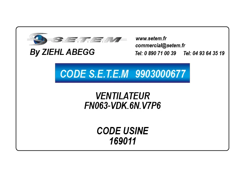 9903000677-VENTILATEUR ZIEHL ABEGG FN063-VDK.6N.V7P6 *169011*