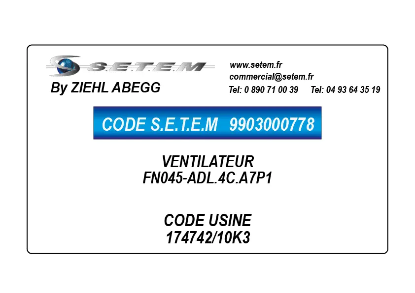 9903000778-VENTILATEUR ZIEHL ABEGG FN045-ADL.4C.A7P1 *174742/10K3*
