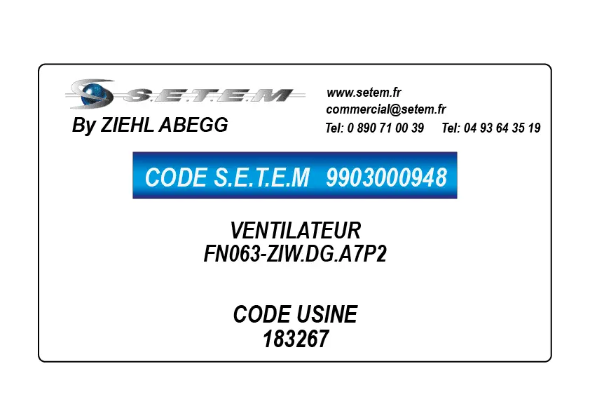 9903000948-VENTILATEUR ZIEHL ABEGG FN063-ZIW.DG.A7P2 *183267*