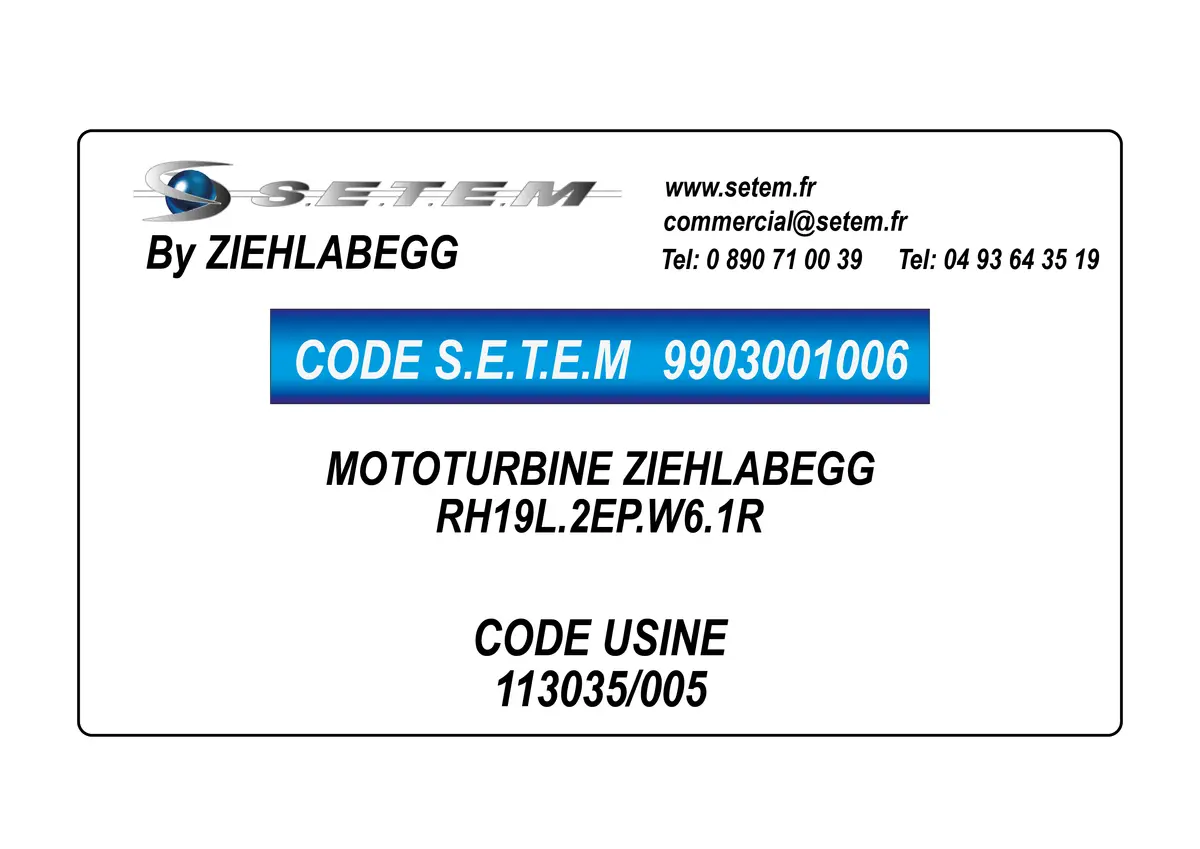 9903001006-MOTOTURBINE ZIEHLABEGG RH19L.2EP.W6.1R *113035/005*