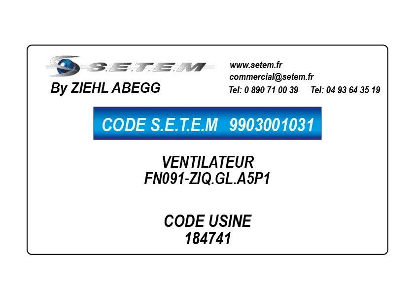 9903001031-VENTILATEUR ZIEHL ABEGG FN091-ZIQ.GL.A5P1 *184741*