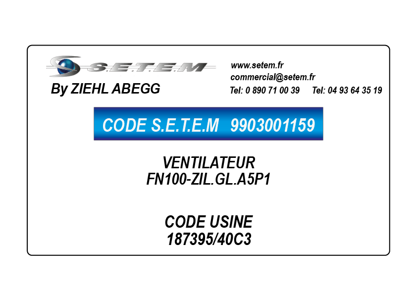 9903001159-VENTILATEUR ZIEHL ABEGG FN100-ZIL.GL.A5P1 *187395/40C3*