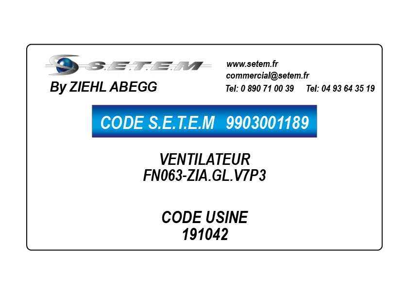 9903001189-VENTILATEUR ZIEHL ABEGG FN063-ZIA.GL.V7P3 *191042*