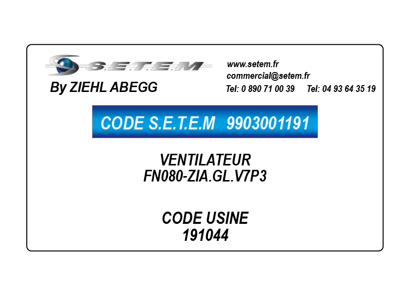 9903001191-VENTILATEUR ZIEHL ABEGG FN080-ZIA.GL.V7P3 *191044*