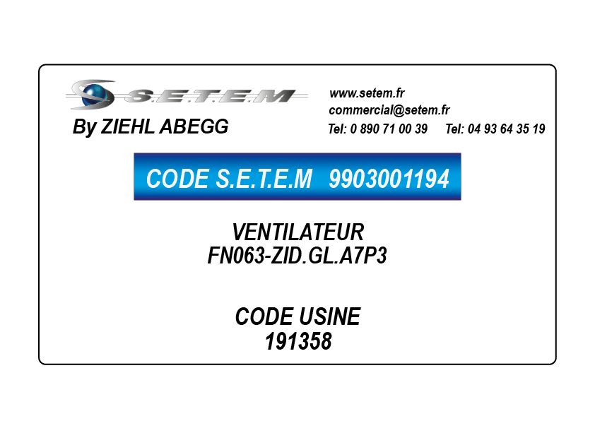 9903001194-VENTILATEUR ZIEHL ABEGG FN063-ZID.GL.A7P3 *191358*