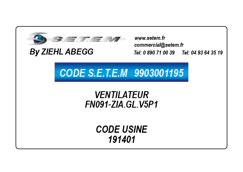9903001195-VENTILATEUR ZIEHL ABEGG FN091-ZIA.GL.V5P1 *191401*