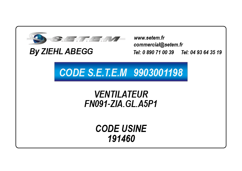9903001198-VENTILATEUR ZIEHL ABEGG FN091-ZIA.GL.A5P1 *191460*