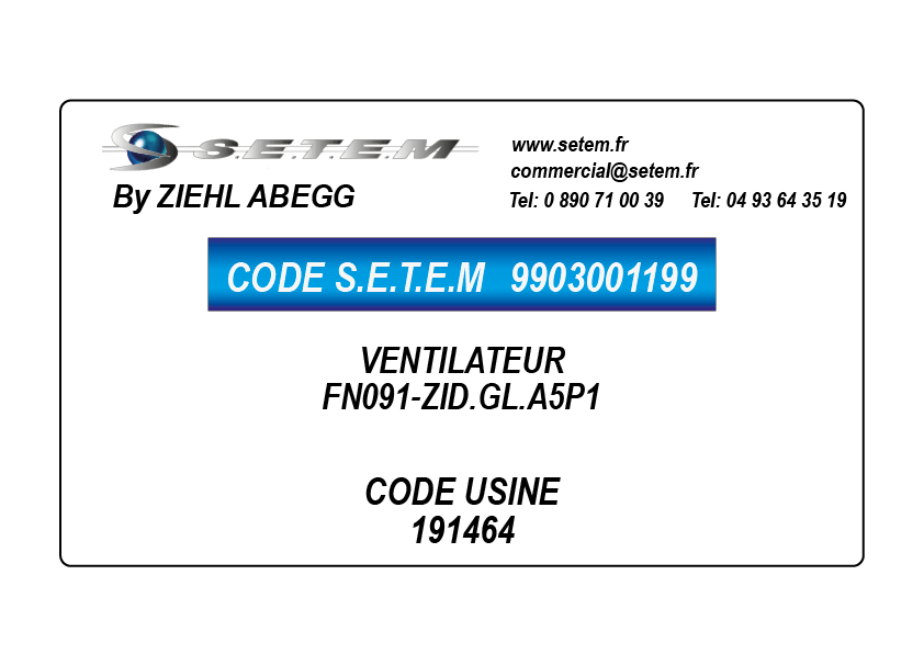 9903001199-VENTILATEUR ZIEHL ABEGG FN091-ZID.GL.A5P1 *191464*
