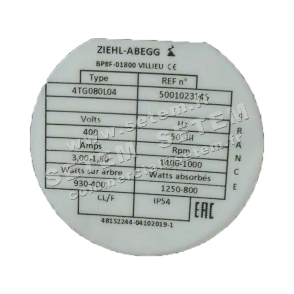 9903001211-MOTEUR ZIEHLABEGG 4TG080L04 *5001023145*