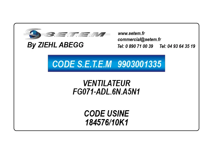 9903001335-VENTILATEUR ZIEHL ABEGG FG071-ADL.6N.A5N1 *184576/10K1*