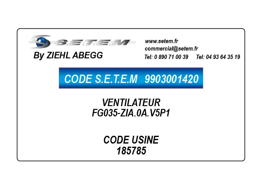 9903001420-VENTILATEUR ZIEHL ABEGG FG035-ZIA.0A.V5P1 *185785*