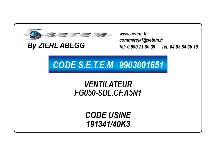 9903001651-VENTILATEUR ZIEHL ABEGG FG050-SDL.CF.A5N1 *191341/40K3*