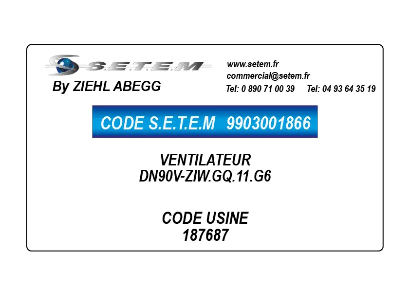 9903001866-VENTILATEUR ZIEHL ABEGG DN90V-ZIW.GQ.11.G6 *187687*