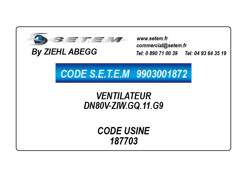 9903001872-VENTILATEUR ZIEHL ABEGG DN80V-ZIW.GQ.11.G9 *187703*