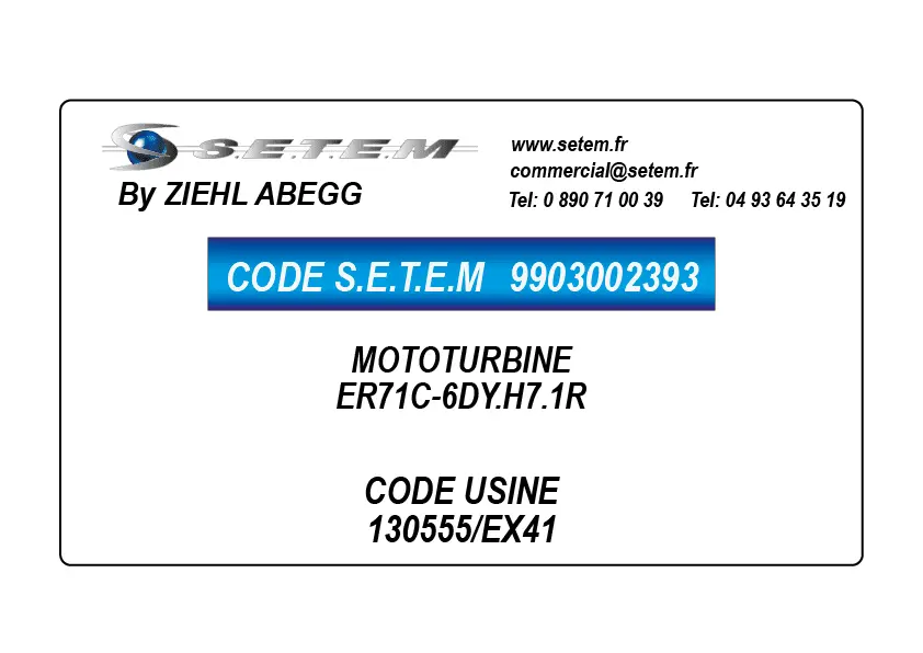 9903002393-MOTOTURBINE ZIEHL ABEGG ER71C-6DY.H7.1R *130555/EX41*