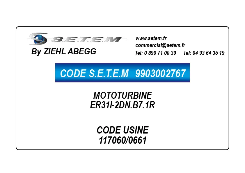 9903002767-MOTOTURBINE ZIEHL ABEGG ER31I-2DN.B7.1R *117060/0661*