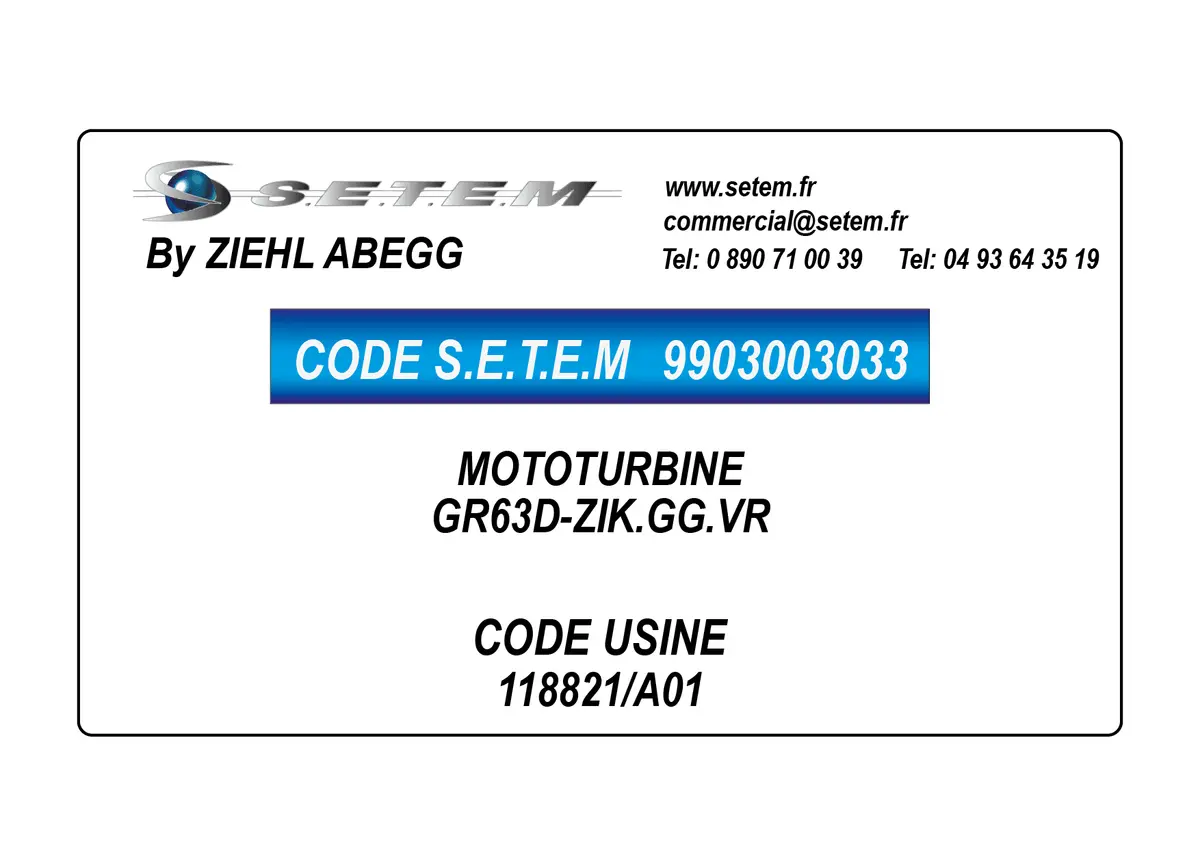 9903003033-MOTOTURBINE ZIEHL ABEGG GR63D-ZIK.GG.VR *118821/A01*