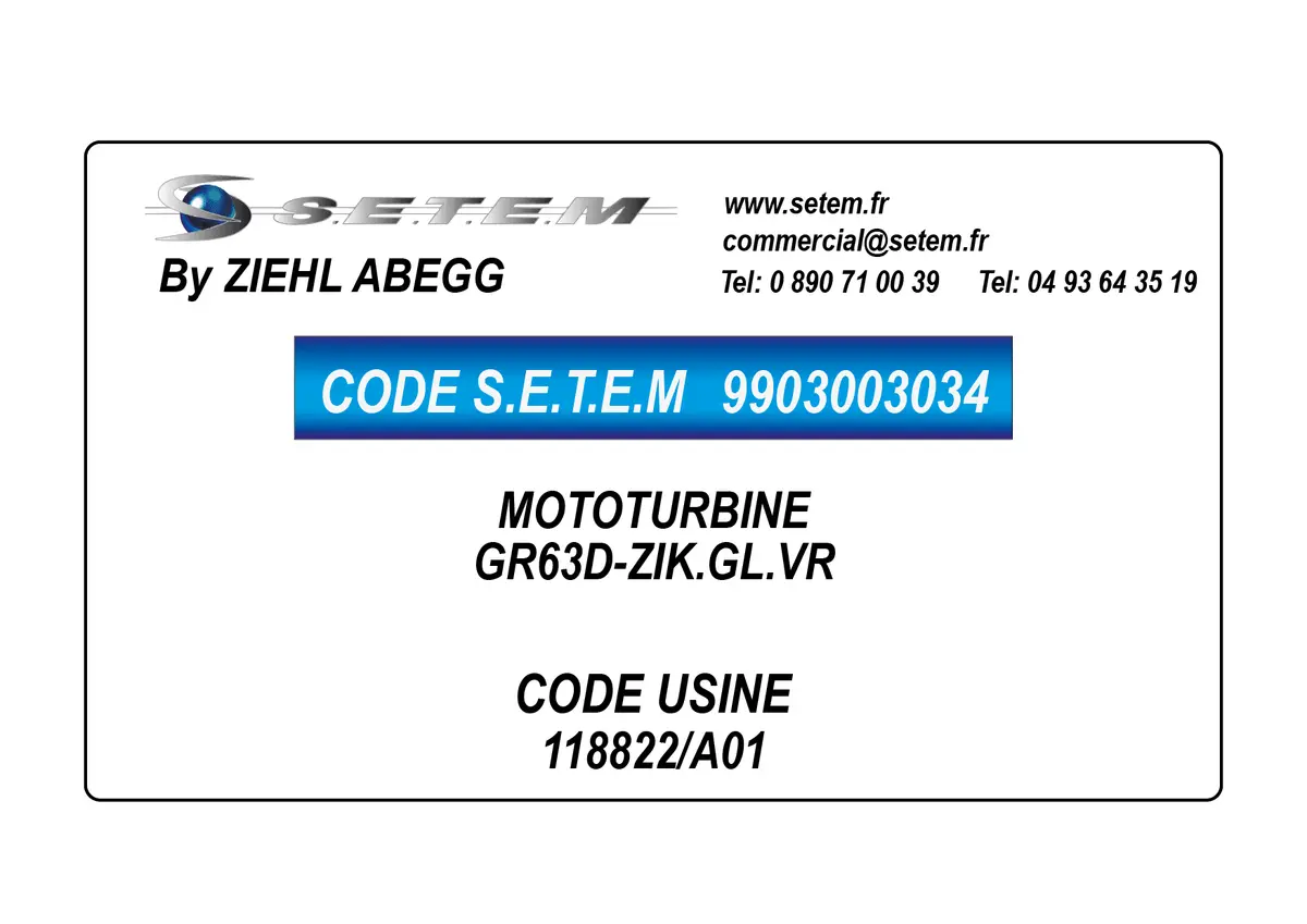 9903003034-MOTOTURBINE ZIEHL ABEGG GR63D-ZIK.GL.VR *118822/A01*