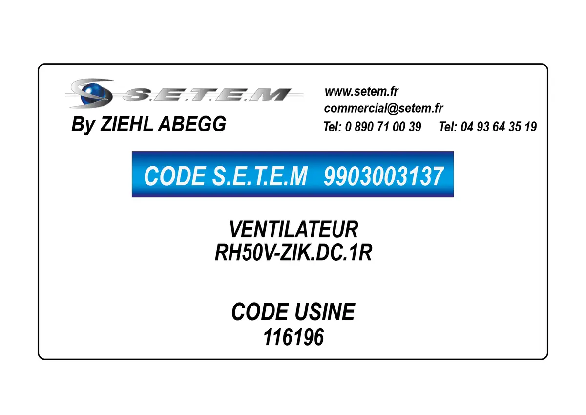 9903003137-VENTILATEUR ZIEHL ABEGG RH50V-ZIK.DC.1R *116196*