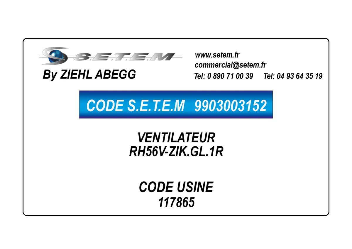9903003152-VENTILATEUR ZIEHL ABEGG RH56V-ZIK.GL.1R *117865*