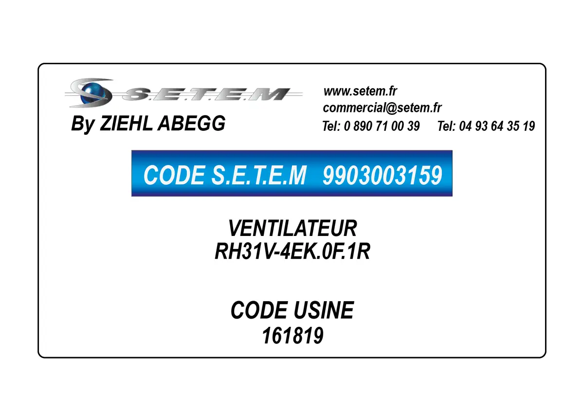 9903003159-VENTILATEUR ZIEHL ABEGG RH31V-4EK.0F.1R *161819*