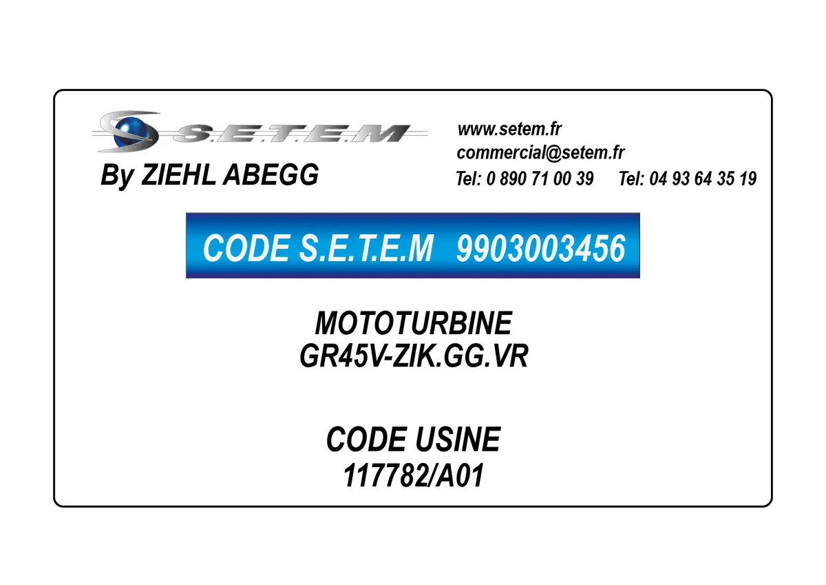 9903003456-MOTOTURBINE ZIEHL ABEGG GR45V-ZIK.GG.VR *117782/A01*
