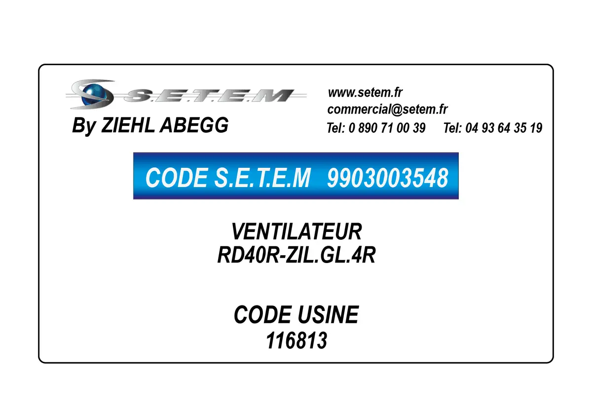 9903003548-VENTILATEUR ZIEHL ABEGG RD40R-ZIL.GL.4R *116813*