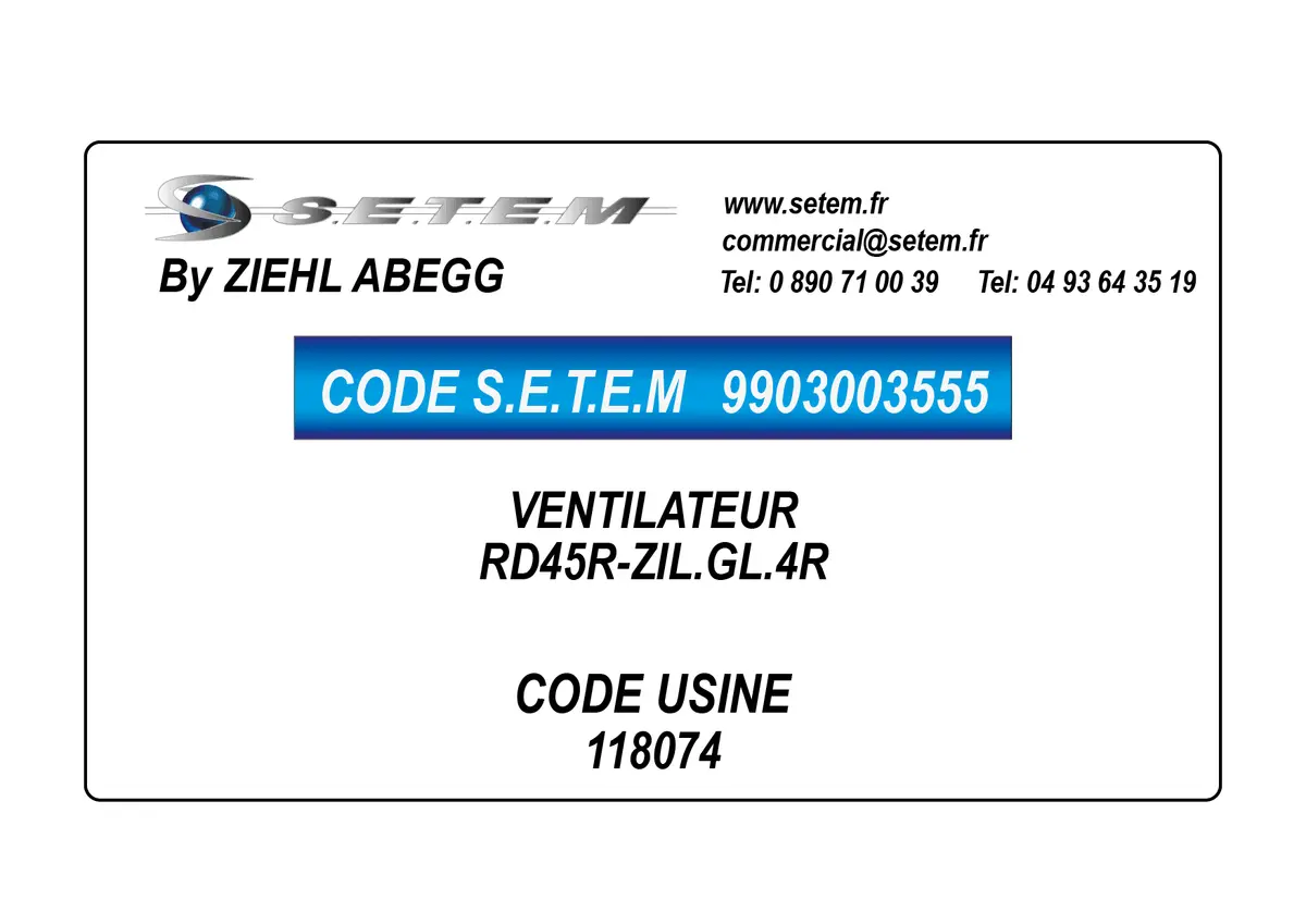 9903003555-VENTILATEUR ZIEHL ABEGG RD45R-ZIL.GL.4R *118074*