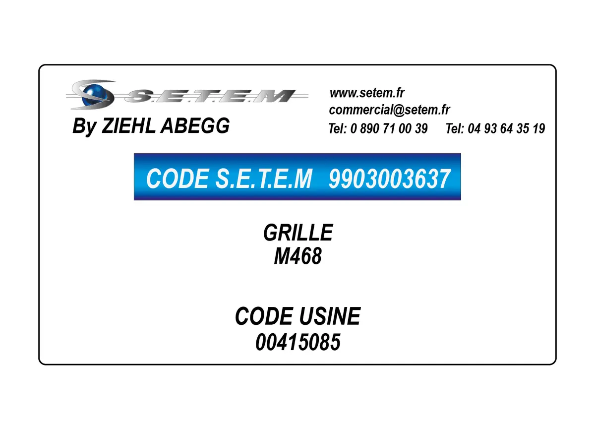 9903003637-GRILLE ZIEHL ABEGG M468 *00415085*