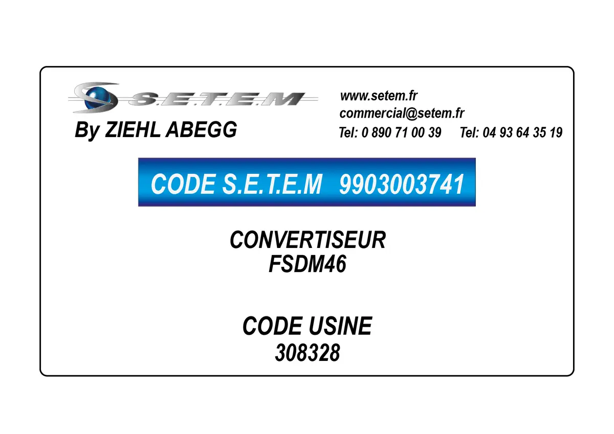 9903003741-CONVERTISEUR ZIEHL ABEGG FSDM46 *308328*