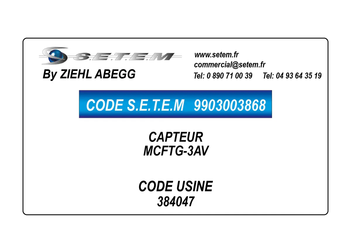 9903003868-CAPTEUR ZIEHL ABEGG MCFTG-3AV *384047*