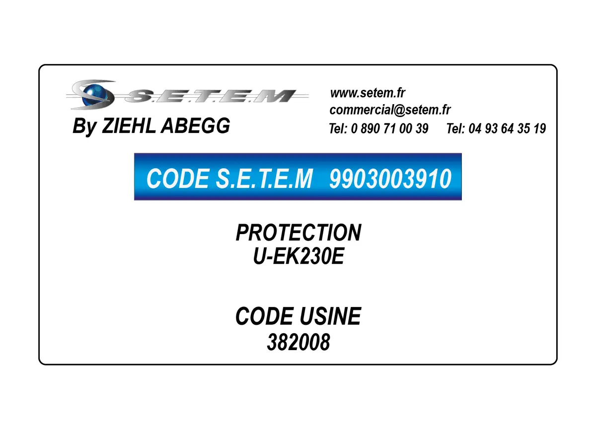 9903003910-PROTECTION ZIEHL ABEGG U-EK230E *382008*