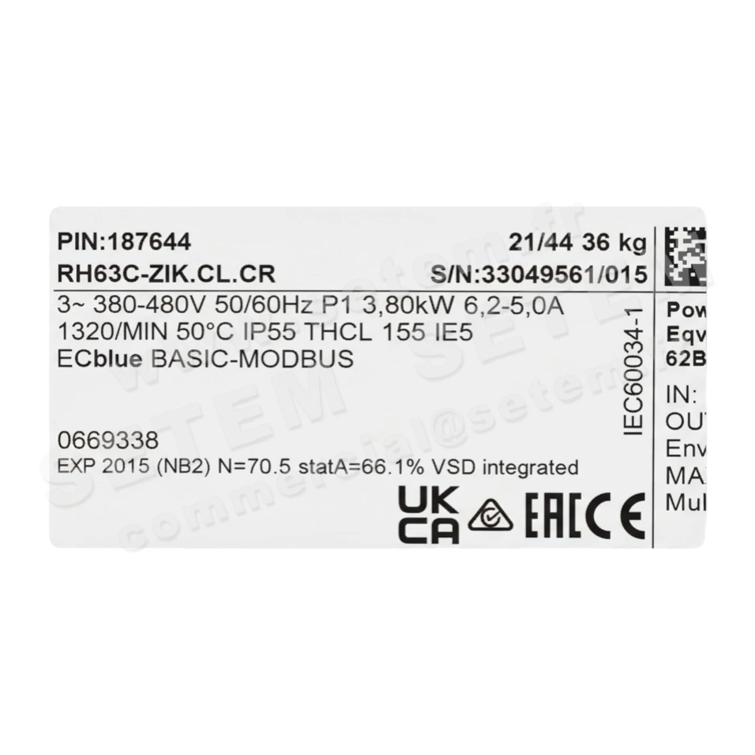 MOTOTURBINE RH63C-ZIK.GL.CR *187644*