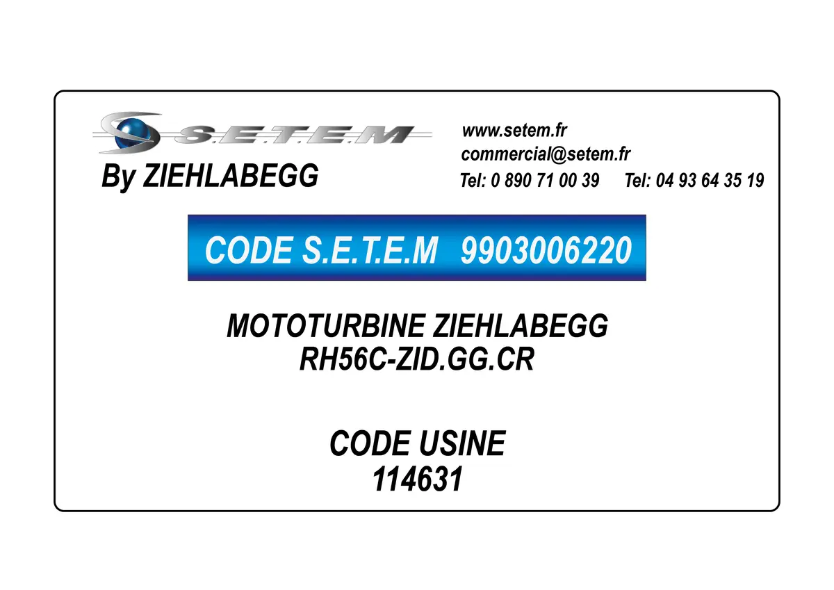 9903006220-MOTOTURBINE ZIEHLABEGG RH56C-ZID.GG.CR *114631*