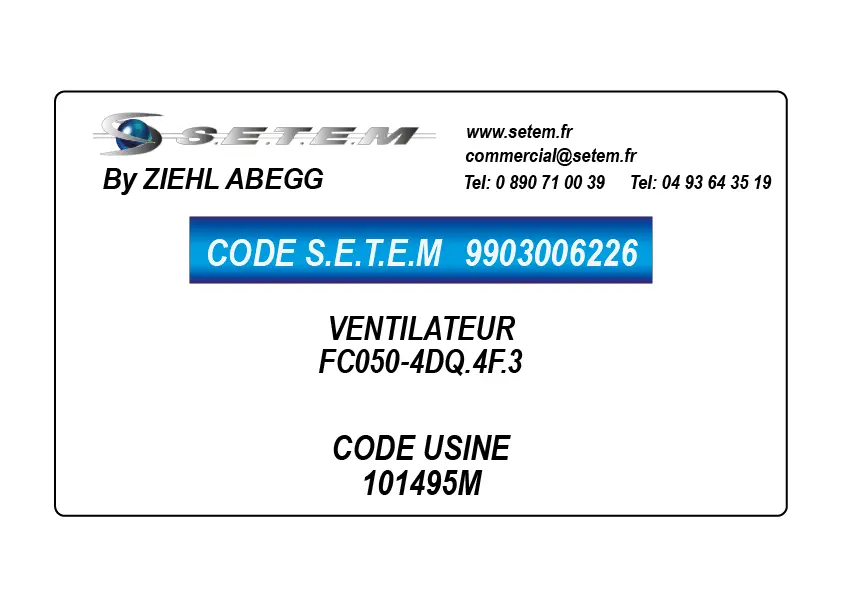 9903006226-VENTILATEUR ZIEHL ABEGG FC050-4DQ.4F.3 *101495M*