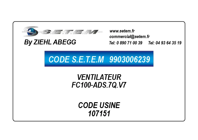 9903006239-VENTILATEUR ZIEHL ABEGG FC100-ADS.7Q.V7 *107151*