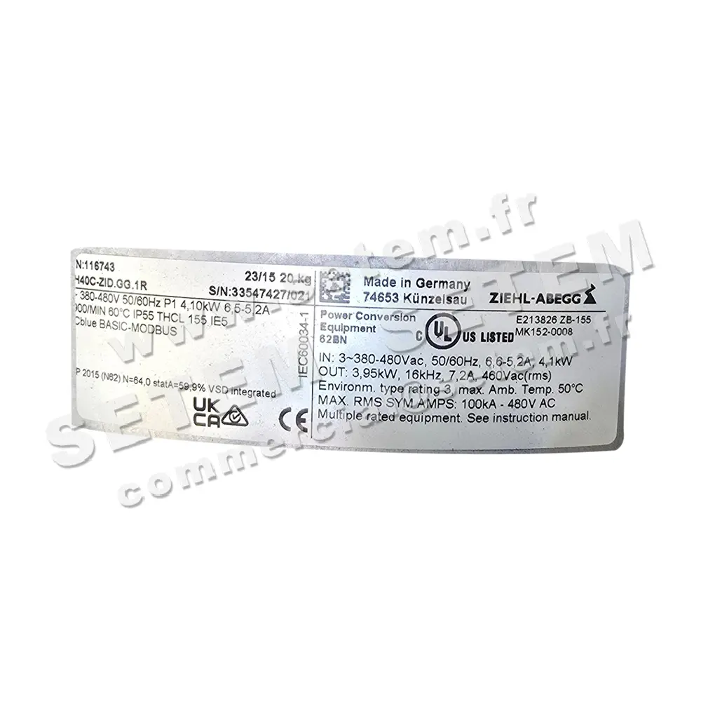 9903007885-MOTOTURBINE ZIEHLABEGG RH40C.ZID.GG.1R *116743*