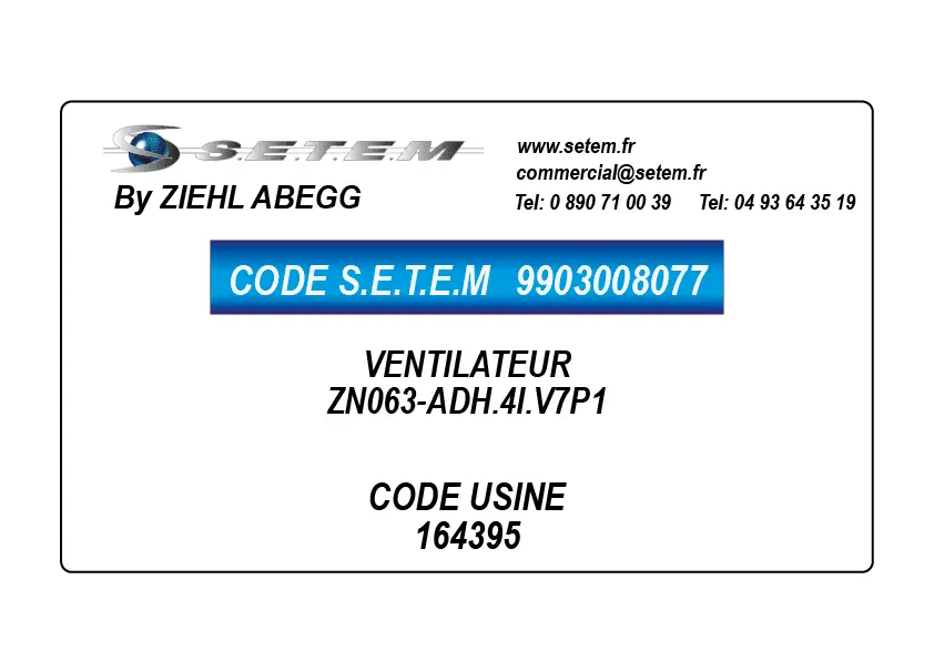 9903008077-VENTILATEUR ZIEHL ABEGG ZN063-ADH.4I.V7P1 *164395*