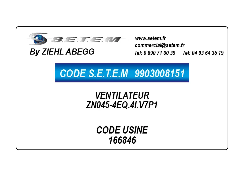 9903008151-VENTILATEUR ZIEHL ABEGG ZN045-4EQ.4I.V7P1 *166846*