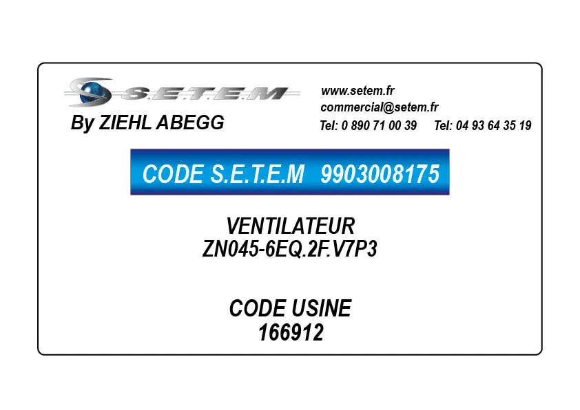9903008175-VENTILATEUR ZIEHL ABEGG ZN045-6EQ.2F.V7P3 *166912*
