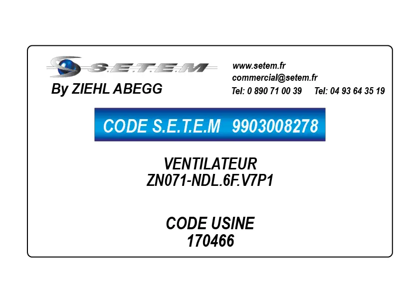 9903008278-VENTILATEUR ZIEHL ABEGG ZN071-NDL.6F.V7P1 *170466*