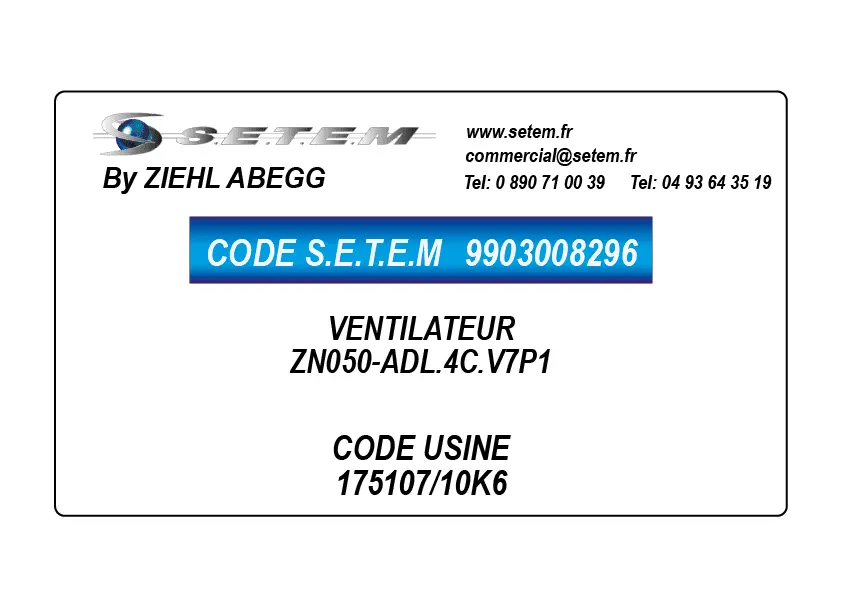 9903008296-VENTILATEUR ZIEHL ABEGG ZN050-ADL.4C.V7P1 *175107/10K6*