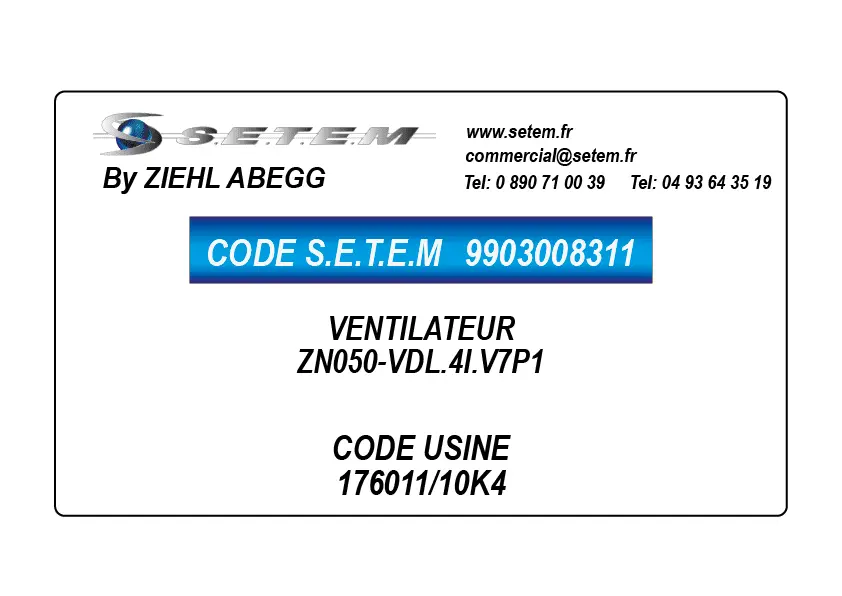 9903008311-VENTILATEUR ZIEHL ABEGG ZN050-VDL.4I.V7P1 *176011/10K4*