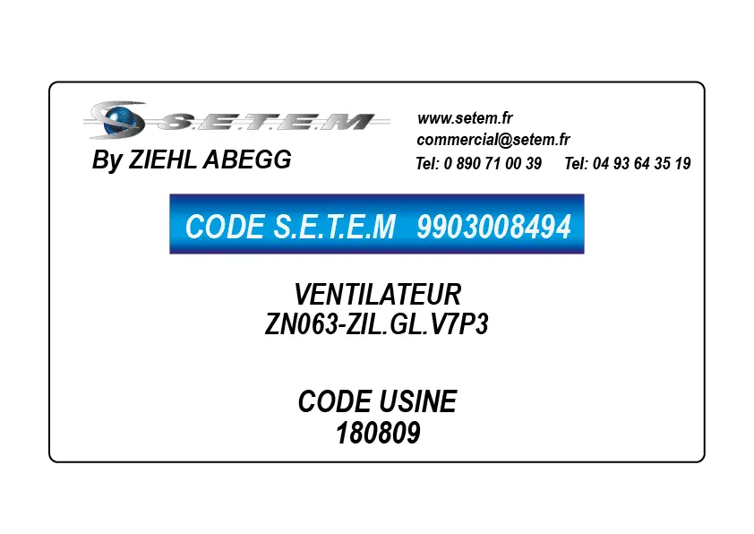 9903008495-VENTILATEUR ZIEHL ABEGG ZN091-ZIL.GL.V5P1 *180810*